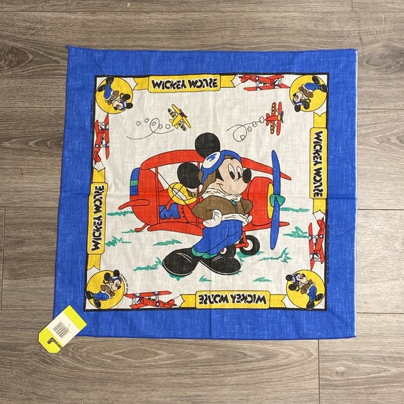 J. A. Woronowicz 22” x 21.5” Pilot Mickey Mouse Airplane Aviator Bandana Scarf - Picture 2 of 7